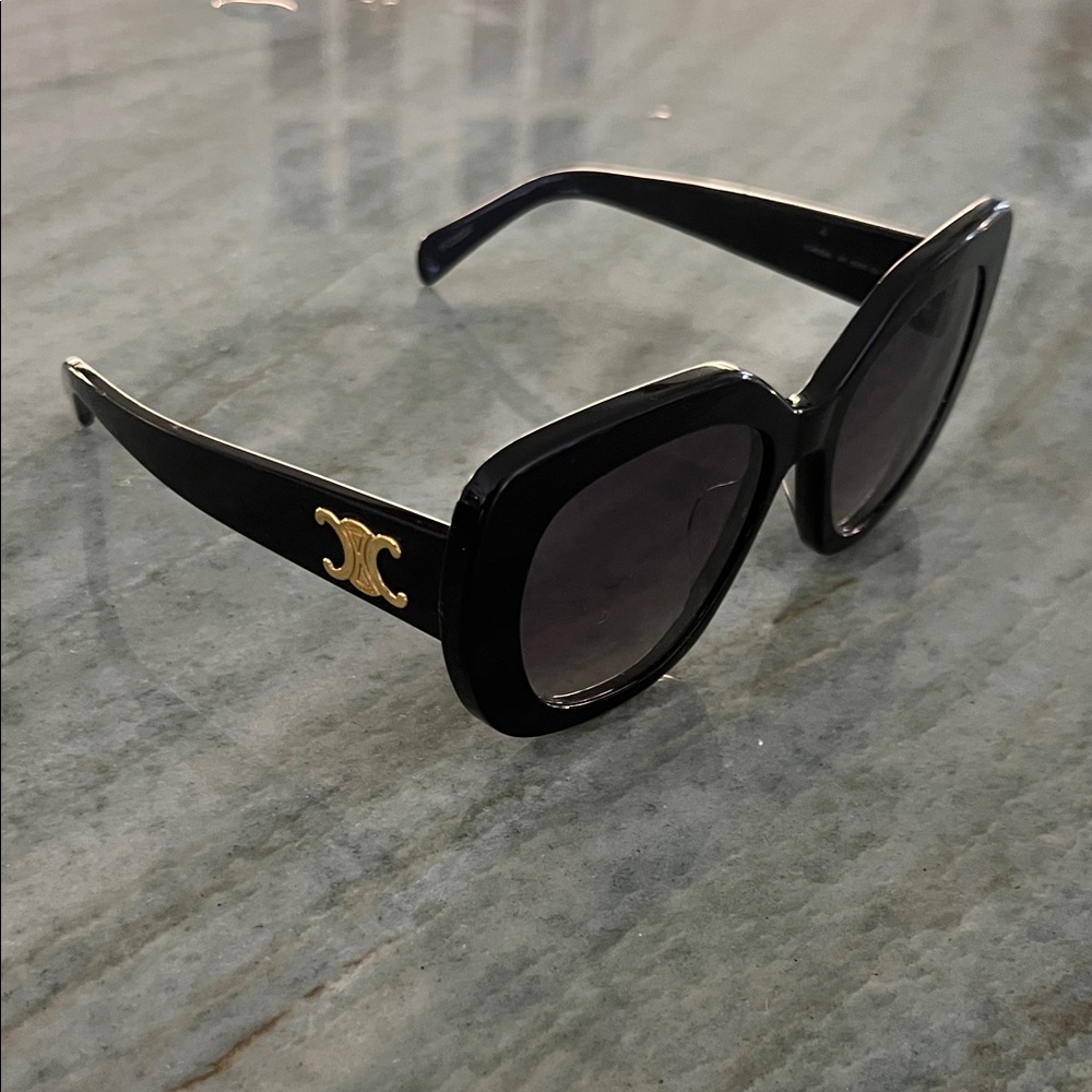 Celine Triomphe Black Sunglasses with Gold Logo